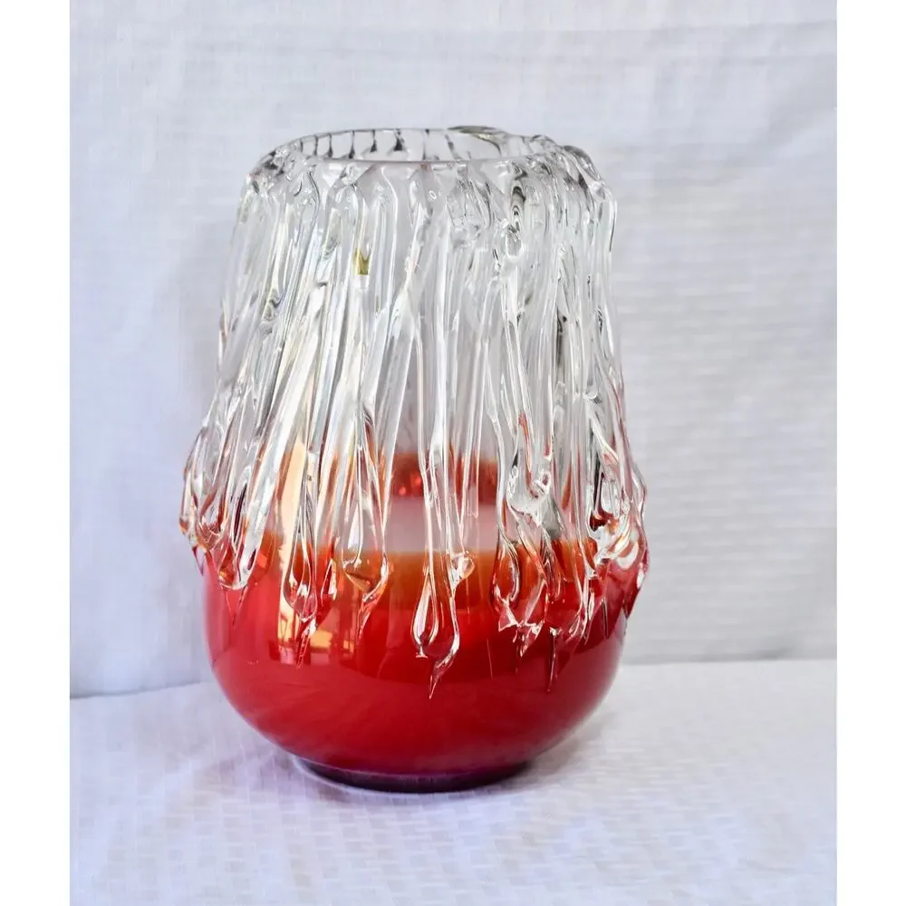 Italian Murano Enrico Cammozza Sculpture Studio Hand Blown Glass Vase
